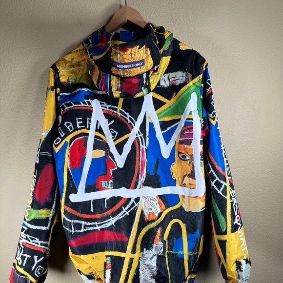 Members only x Jean Michel Basquiat Hooded Windbreaker Liberty Art - Picture 5 of 9